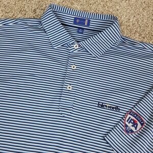 Stitch Mens XL Blue White Striped Performance Stretch Golf Polo Short Sleeve